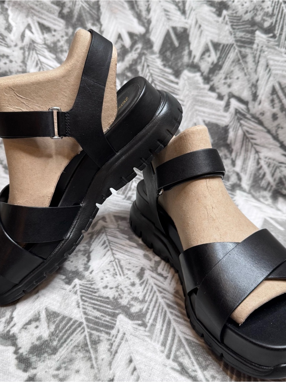 Cole Haan Black Platform Strap Sandals